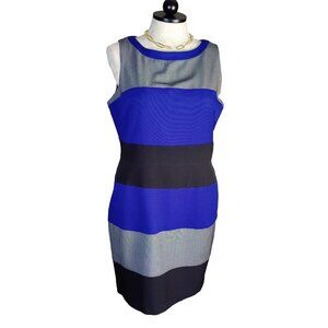 J. Taylor Maxi Dress Women's Sleeveless Color Block Blue, Black, Gray  Sz 16
